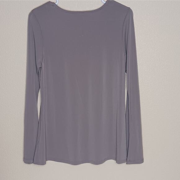 E.L.H. Studio Long Sleeve V Neck Pullover Stretch Knit Top Womens Medium Brown - Picture 4 of 7